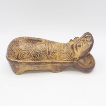 Hippopotamus Piggy Bank Stoneware Ceramic MCM - $97.59