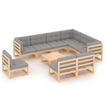 10 Piece Patio Lounge Set with Cushions Solid Wood Pine - €1.170,37 EUR