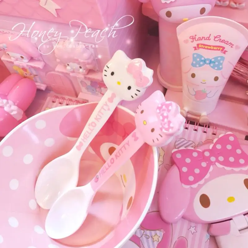 Kawaii Sanrio Tableware Accessories Hello Kittys Cartoon Melamine Spoon Cute - £5.88 GBP