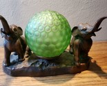 Antique Art Deco Elephant Lamp With Green Dimple Glass Shade - $1,999.00