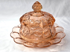 Vintage MOSSER GLASS Pound Butter Dish CHERRY THUMBPRINT Pink - IMMACULATE - £32.72 GBP