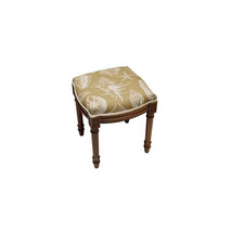123 Creations Tan Seashells Upholstered Wooden Vanity Stool Wood Stain - $236.92