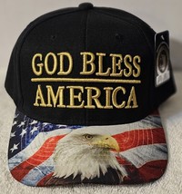 God Bless America Eagle Flag Usa Patriotic Bird Snapback Baseball Cap Hat Black - £13.62 GBP