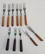 Appetizer Forks &amp; Knives Wood Handle Danish Stainless Steel Japan HK Lot... - $11.99