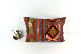 Kilim Pillow Cover 16x24 Tribal Vintage Turkish Carpet Lumbar Pillow Cover 3440 - $22.98