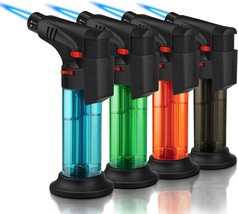 Four-Piece Set Of Mini Refillable Windproof Torch Lighters With Jet Flame And - £30.44 GBP