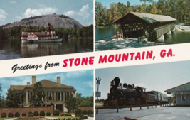 Georgia Stone Mountain Greetings Postcard Bridge RE Lee Paddlewheeler Railroad - £3.09 GBP