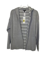 Eileen Fisher Hooded Jacket Womens Size Small Gray Cotton Silk Double Kn... - $59.00