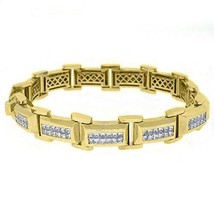 18k Yellow Gold Mens Square Cut Invisible Diamond Bracelet 7.21 Carats - £7,989.56 GBP