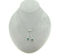 Authenticity Guarantee 
18k White Gold Fancy Drop Genuine Natural Emerald and... - £1,125.09 GBP