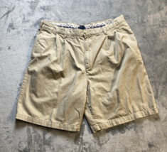 IZOD Pleated Chino Shorts Men&#39;s 36 Khaki Beige 100% Cotton Casual Preppy - $13.09
