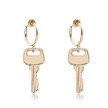 Vintage Gold Silver Color Huggie Padlock Earrings Lock Key Earrings for Women Me - £7.64 GBP