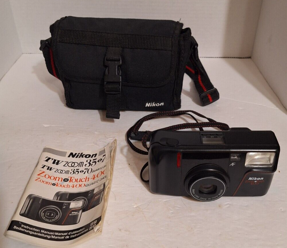 Nikon Zoom Touch 400 35-70mm AF Point & Shoot 35mm Film Camera w/ Case Untested - $19.40