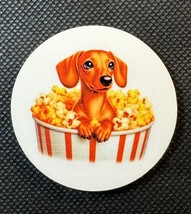 Dachshund In Popcorn Round Refrigerator Magnet New Gift - $5.00