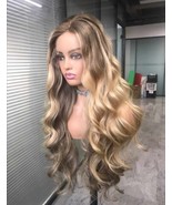 28 inch Blonde balayage European human hair wavy wig/Wavy blonde Jewish wig - £1,517.10 GBP+