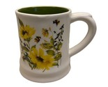 Midwest Welcome Bees With Flowers Ceramic Coffee Mug White Green yellow ... - £12.00 GBP