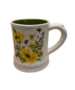 Midwest Welcome Bees With Flowers Ceramic Coffee Mug White Green yellow ... - £12.16 GBP