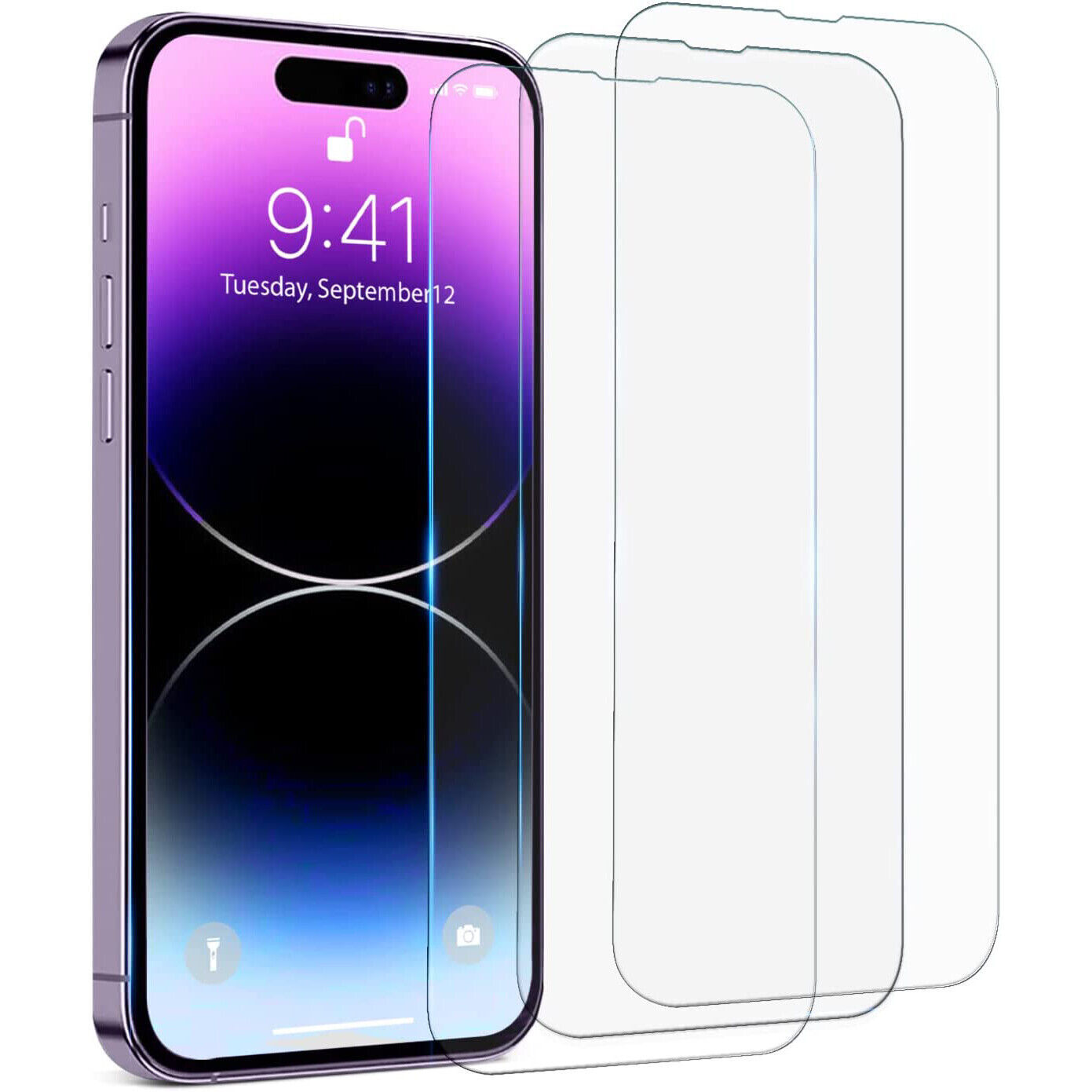  3 Pack For iPhone 14 Plus Pro Max iPhone HD Tempered Glass Screen Prote... - $1.53+