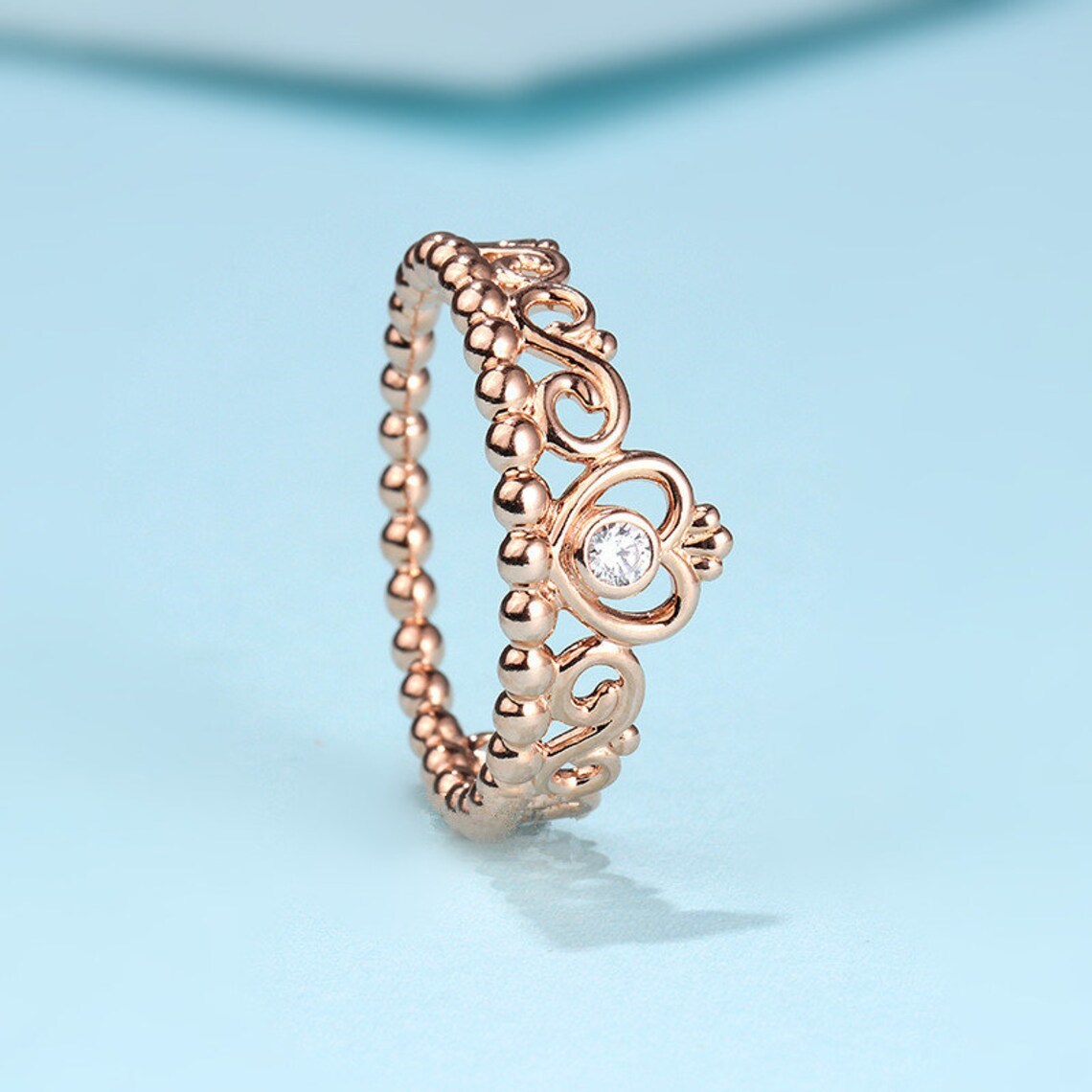 Rose Gold Plated Princess Tiara Ring For Women