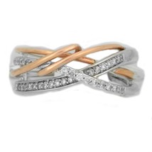 0.38 Karat Runde Künstlicher Diamant Kreuzverzahnung Ring 14K Vergoldet Silber - £140.75 GBP