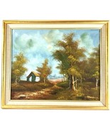 Original Oil On Canvas Rural Cottage Fall Autumn Landscape Signed Keenan... - $190.11 CAD