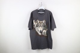 Vtg 90s Streetwear Mens Large Baggy Fit Nature Wolf Short Sleeve T-Shirt Gray - $49.45