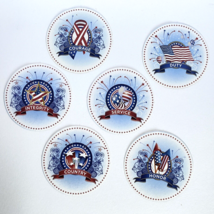 Wounded Warrior Independence Day July 4th Red White Blue Drink Coasters Set Of 6 - £7.04 GBP