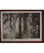 Great Horned Owl wildlife art print WOODLAND LOOKOUT Dean Johnson - Unsi... - $14.52