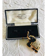 Beautiful and Elegant Vintage Black Enamel, Pearl with Rinestones Elepha... - $21.75