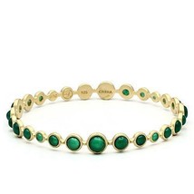 LOS550 - Matte Gold 925 Sterling Silver Bangle with Semi-Precious Onyx i... - $1,472.37 MXN