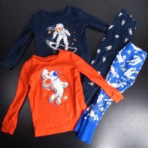 4pc OshKosh B&#39;Gosh Baby Boy 18M Retro Space Astronaut Pajama Tops &amp; Pants Set - £10.37 GBP