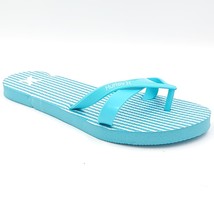 Hurley Women Flip Flop Thong Sandals Brave Size US 7M Turquoise Blue Striped - £24.00 GBP