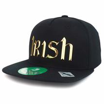 Trendy Apparel Shop High Frequency Irish Flatbill Cotton Snapback Cap - Black - £17.85 GBP