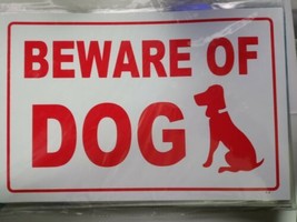 BEWARE OF DOG Sign 8 x 12 Inch - 2 Count, White and Red Indoor Outdoor - $5.89