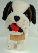 Vintage 1979 Plush Dakin St Bernard Rescue Dog w/ Wooden Barrel - 15&quot; Long  - £13.52 GBP