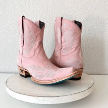 Lane LEXINGTON Pink Ankle Cowboy Boots 7.5 Leather Western Bootie Short Snip Toe - £139.18 GBP