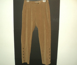 Ann Trinity Pants Size 8 Golden Tan Flat Front Snaps on Lower Leg Polyester - £15.93 GBP