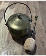 Brass Smudge Pot Cauldron Fire Starter With Lid And Pumice Wand - Vintage - $708.57 MXN