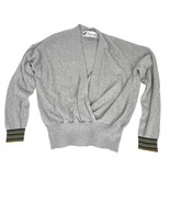 Dragonfly Boutique Faux-Wrap V-Neck Sweater Gray Striped Cuff Sz. XS - €21,03 EUR