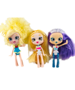 3 Shopkins Shoppies  5” Dolls Blonde Curly Pink Stripe Hair Purple Lavender - £23.38 GBP