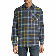 Arizona Men&#39;s Long Sleeve Flannel Shirt SMALL Yellow Plaid Button Front NEW - £18.97 GBP