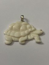 Sterling Hand Carved Turtle Pendant Large - $27.00