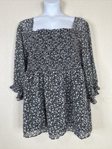 NWT Torrid Womens Plus Size 6 (6X) Blk/Wht Floral Smocked Top 3/4 Sleeve - £23.16 GBP
