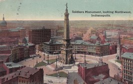 Soldiers Monument Indianapolis Indiana IN 1915 Muskogee OK RPO Postcard D37 - $2.96