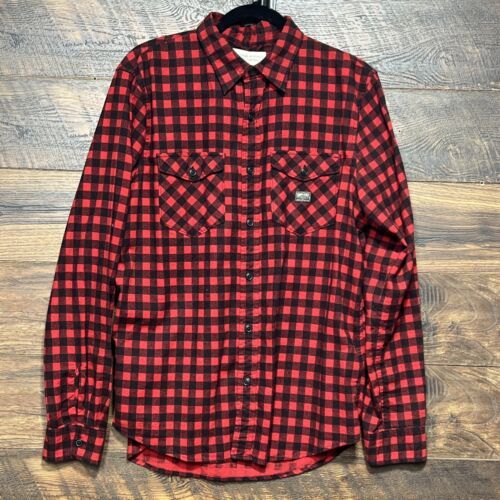 Ralph Lauren Shirt Mens Medium Button Up Red Black Flannel  Casual Denim... - $18.55