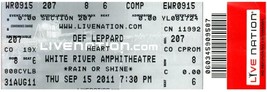 Def Leppard Herz Konzert Ticket Stumpf September 15 2011 Auburn Washington - £27.00 GBP