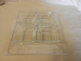 5 Piece Clear Glass Dip Appetizer Serving Set, Tray With 4 Dip Holders - £47.96 GBP