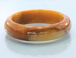 58.4 mm Burma Carnelian Peach Orange Chalcedony Stone Bangle Bracelet 7.2 inch - £41.20 GBP