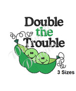 Two Peas In A Pod- Double The Trouble - Machine Embroidery Design - $3.49