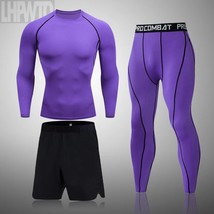  compression sets tracksuit mens sport running jogging suit rash guard gym clothing men thumb200